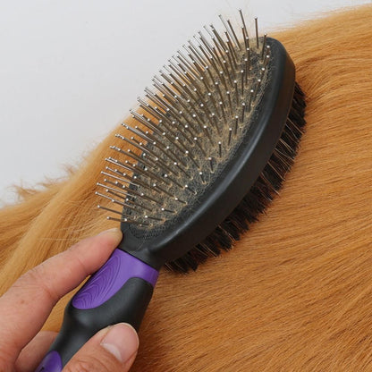Pet Grooming Brush Set 2-Pack – Double-Sided Brush & Shampoo Brush for Dogs, Cats & Horses