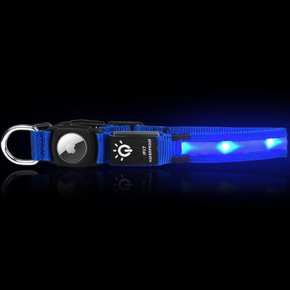 Blue LED Dog Collar – USB Rechargeable Light-Up Safety Collar – Small