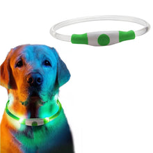 Green LED Dog Collar – USB Rechargeable Light-Up Safety Collar – Medium