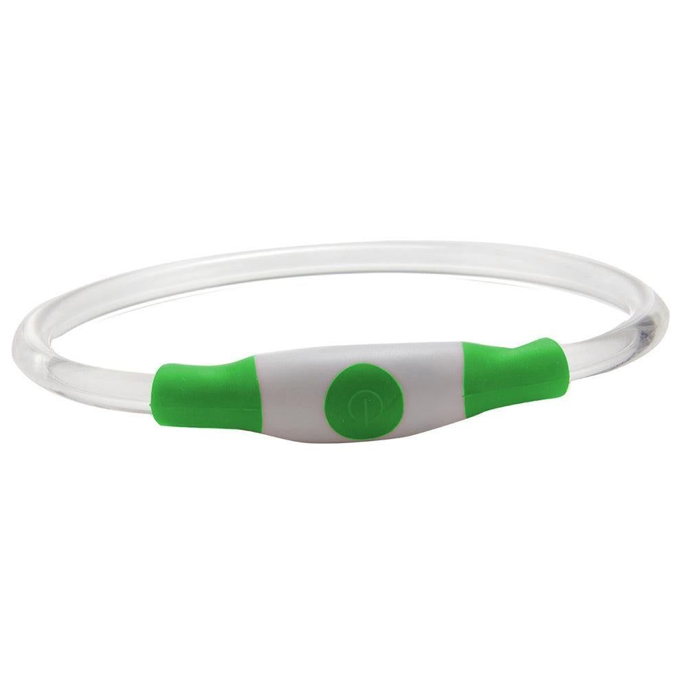 Green LED Dog Collar – USB Rechargeable Light-Up Safety Collar – Medium
