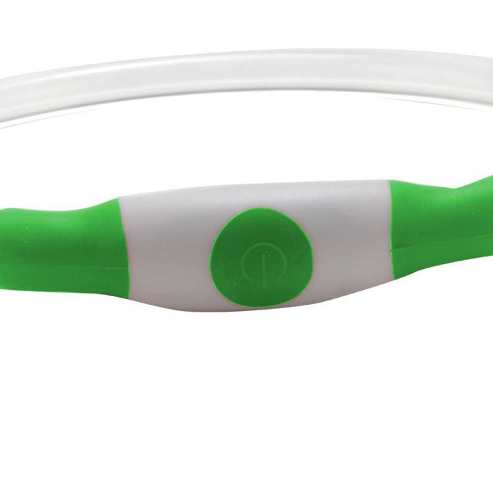 Green LED Dog Collar – USB Rechargeable Light-Up Safety Collar – Large