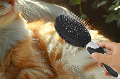 Pet Grooming Brush Set 2-Pack – Double-Sided Deshedding Brush & Bath Brush (Black)