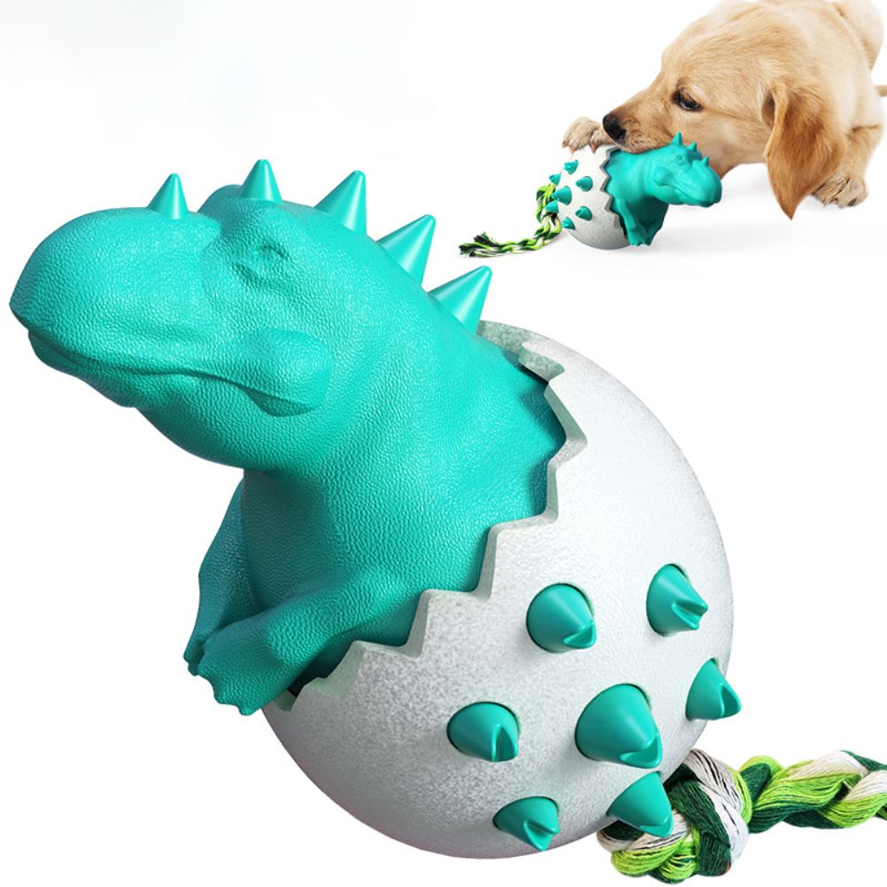 Dinosaur Egg Dog Chew Toy – Durable Rubber Dental Toy for Dogs