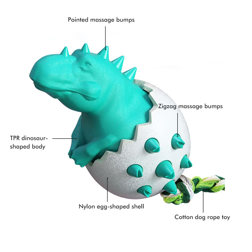 Dinosaur Egg Dog Chew Toy – Durable Rubber Dental Toy for Dogs