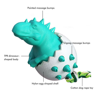 Dinosaur Egg Dog Chew Toy – Durable Rubber Dental Toy for Dogs