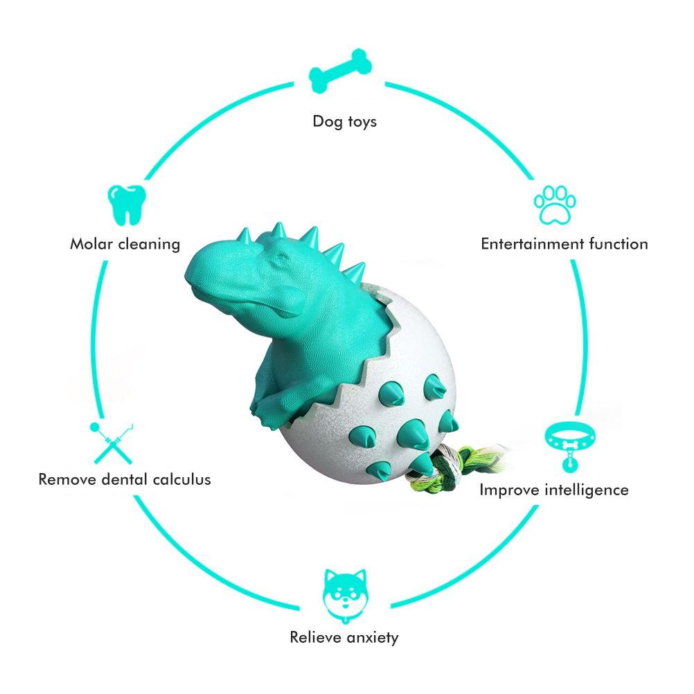 Dinosaur Egg Dog Chew Toy – Durable Rubber Dental Toy for Dogs