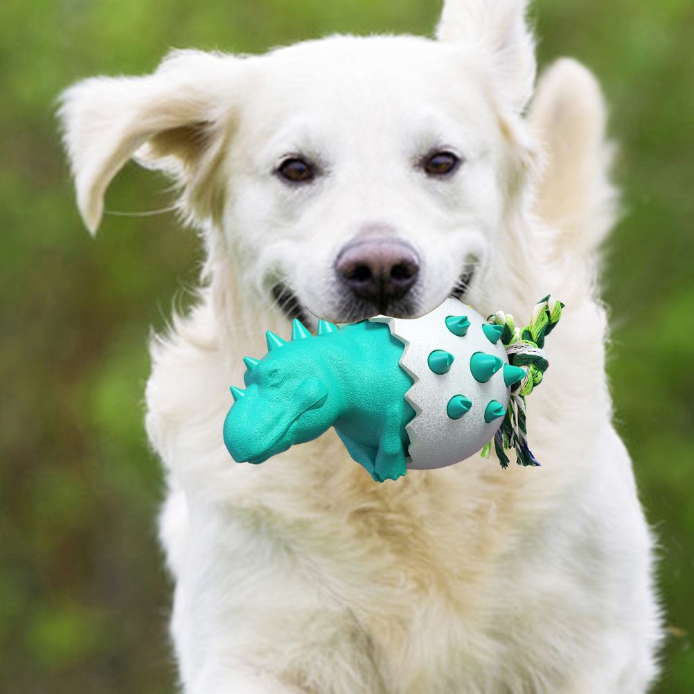 Dinosaur Egg Dog Chew Toy – Durable Rubber Dental Toy for Dogs
