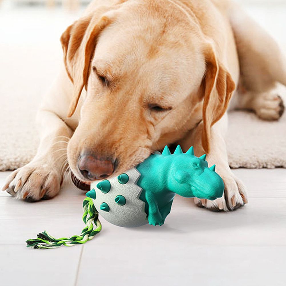 Dinosaur Egg Dog Chew Toy – Durable Rubber Dental Toy for Dogs