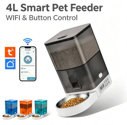 4L Automatic Pet Feeder – Grey Button Control