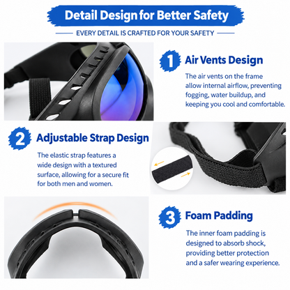 Reflective Lens Dog Goggles – Black Adjustable