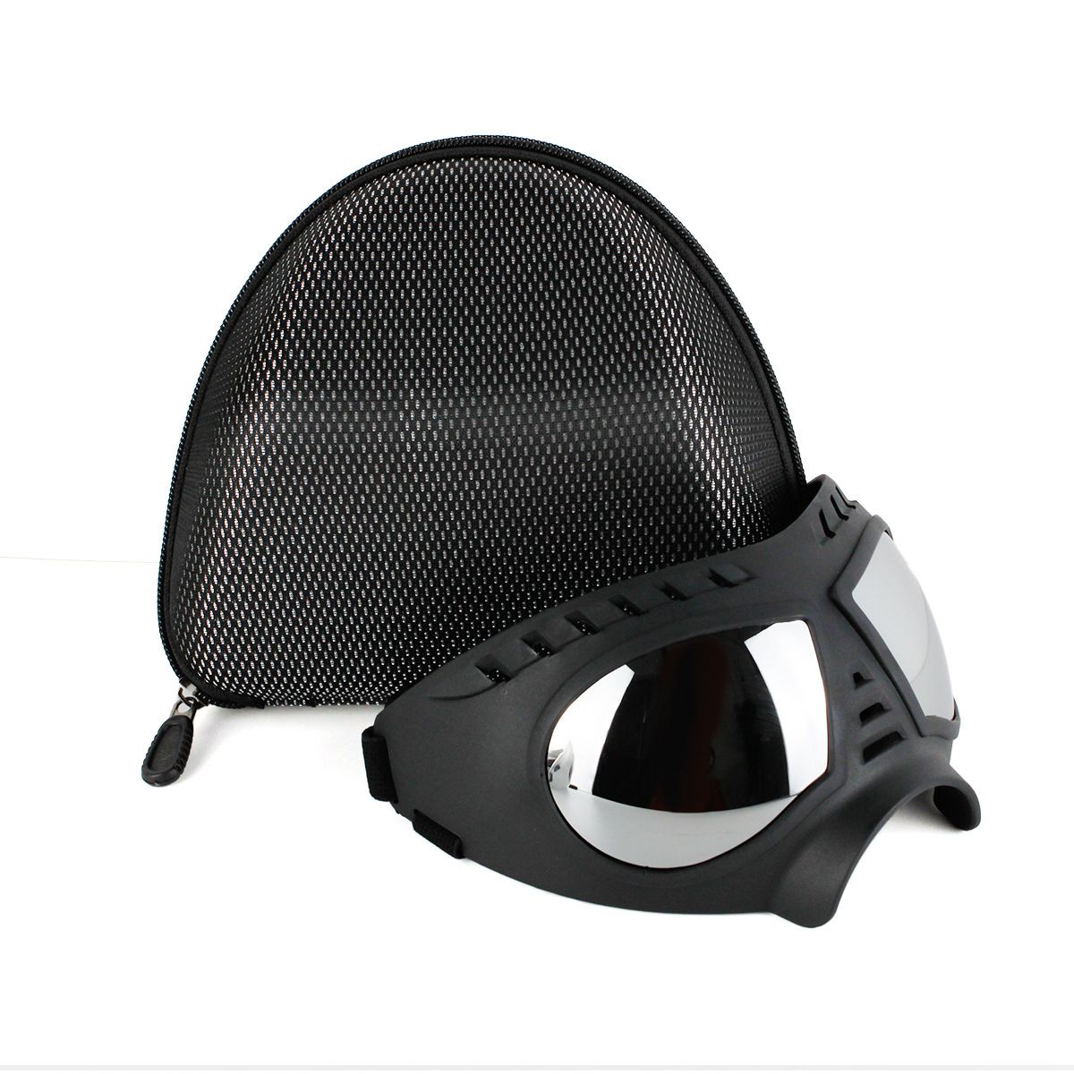 Reflective Lens Dog Goggles – Black Adjustable