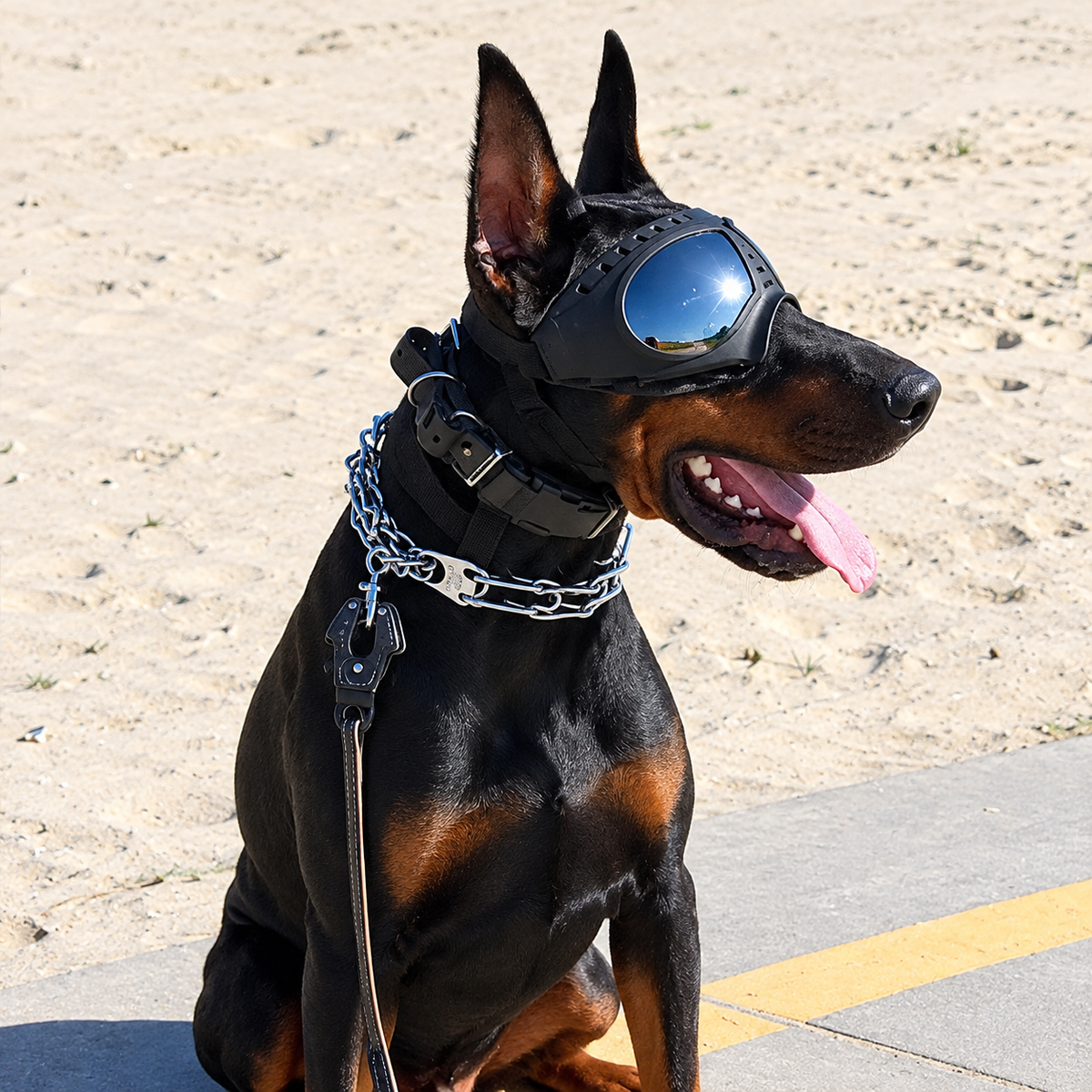 Reflective Lens Dog Goggles – Black Adjustable