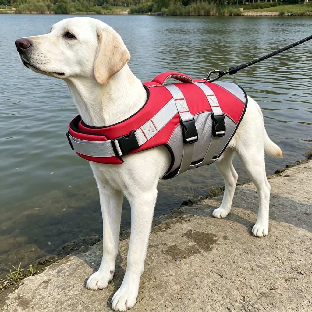 Dog Life Jacket with Grab Handle – Orange Large