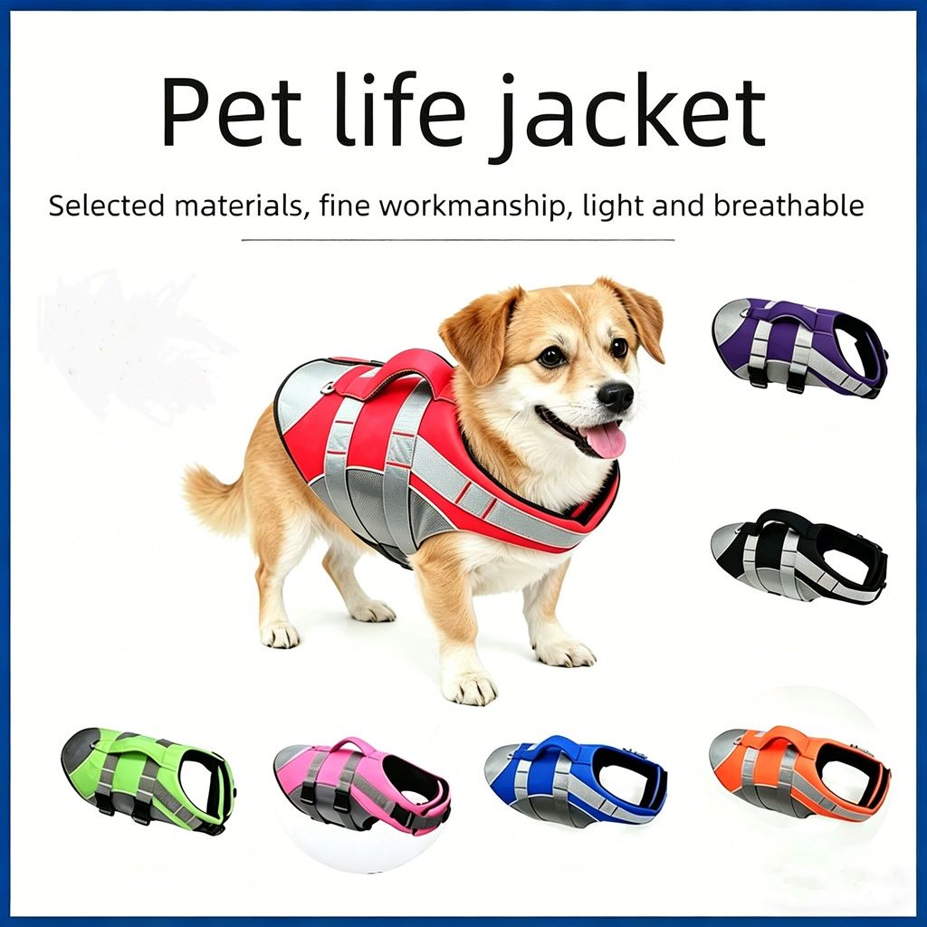 Dog Life Jacket with Grab Handle – Orange Medium
