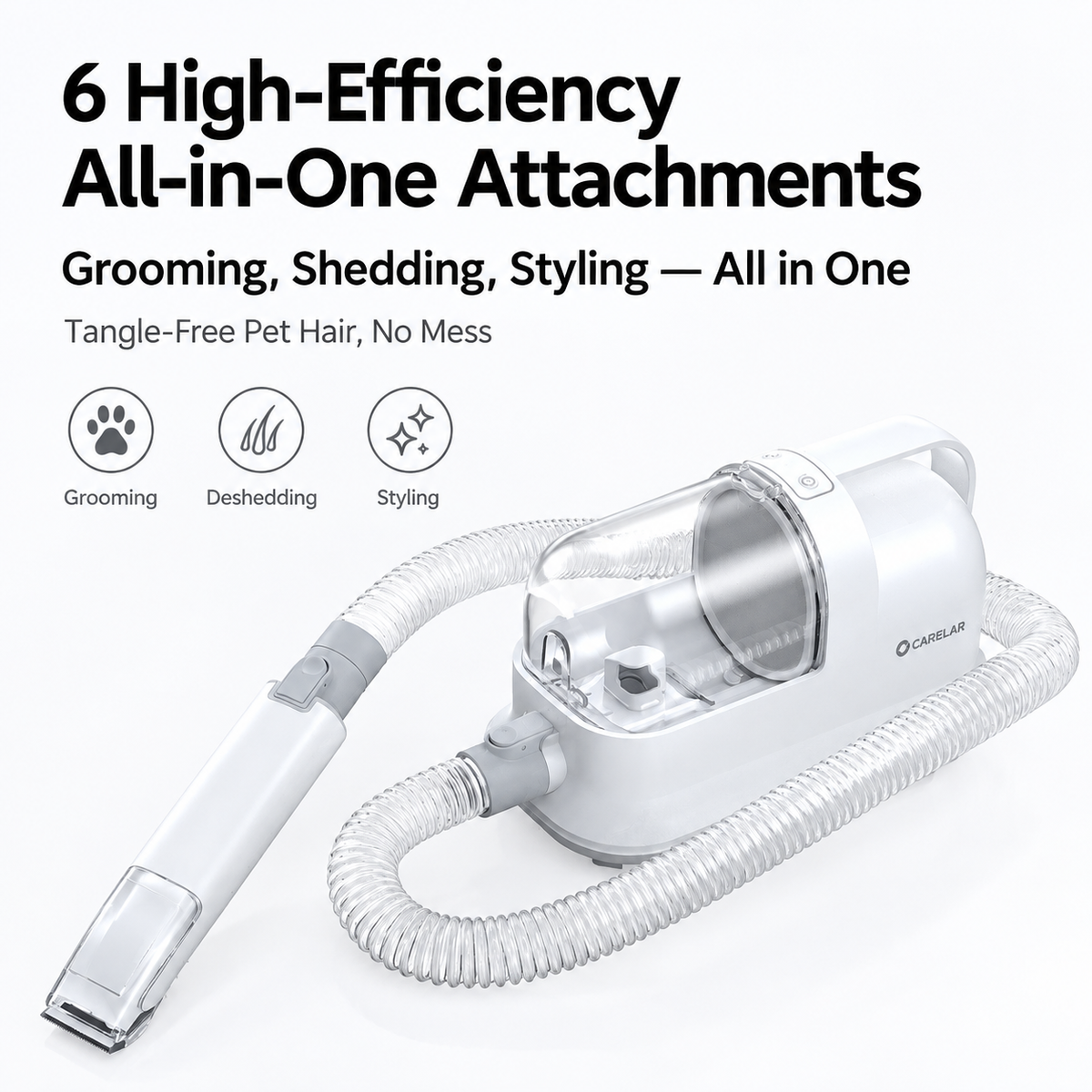 5-in-1 Pet Grooming Vacuum Kit – White