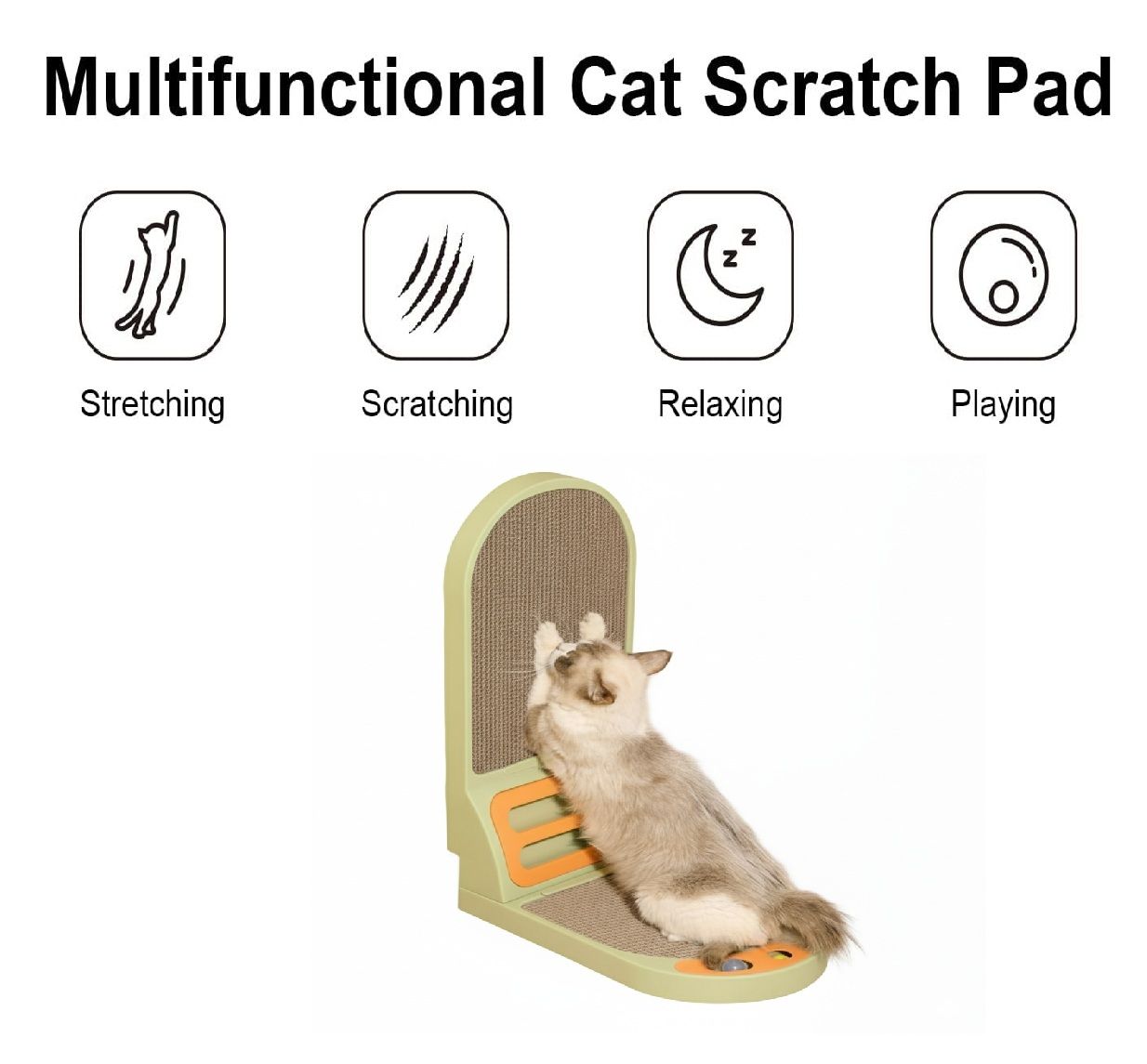 CARLA HOME Vertical L-Shape Cat Scratching Board – Durable Cardboard with Ball Toy for Indoor Cats