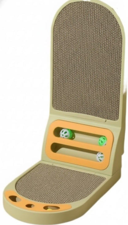 CARLA HOME Vertical L-Shape Cat Scratching Board – Durable Cardboard with Ball Toy for Indoor Cats