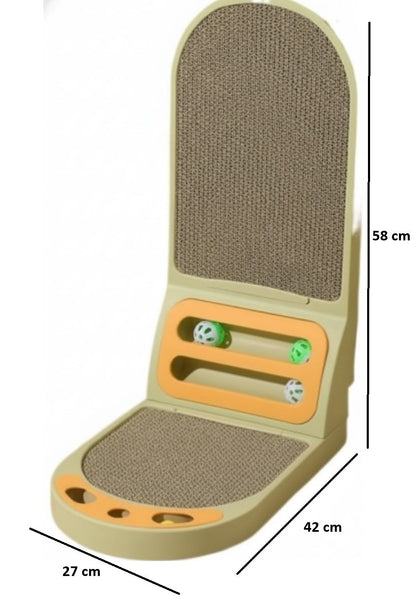 CARLA HOME Vertical L-Shape Cat Scratching Board – Durable Cardboard with Ball Toy for Indoor Cats