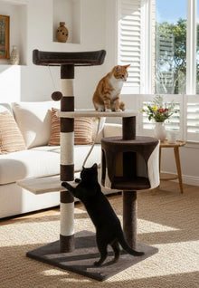 CARLA HOME 140cm Cat Tree for Indoor Cats – Plush Perch, Sisal Scratching Posts & Condo (Dark Grey)