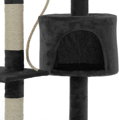 CARLA HOME 140cm Cat Tree for Indoor Cats – Plush Perch, Sisal Scratching Posts & Condo (Dark Grey)