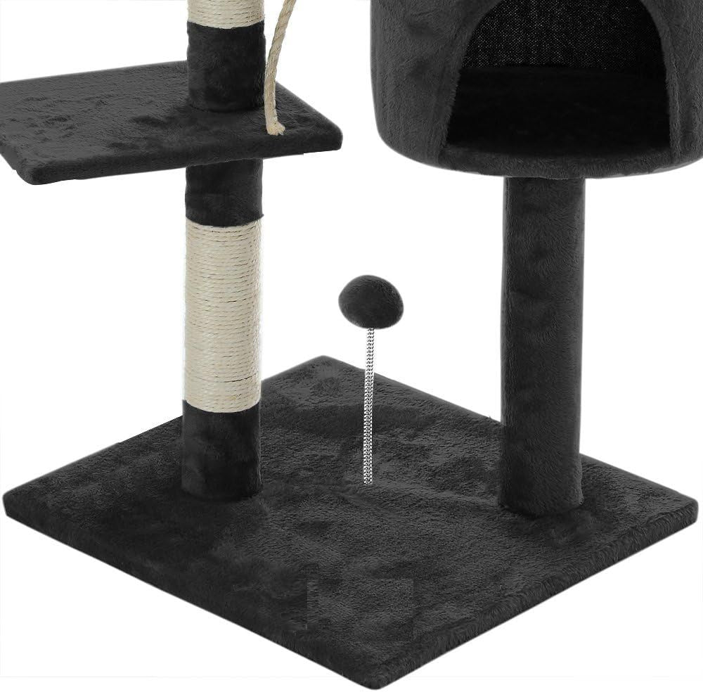 CARLA HOME 140cm Cat Tree for Indoor Cats – Plush Perch, Sisal Scratching Posts & Condo (Dark Grey)