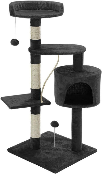 CARLA HOME 140cm Cat Tree for Indoor Cats – Plush Perch, Sisal Scratching Posts & Condo (Dark Grey)