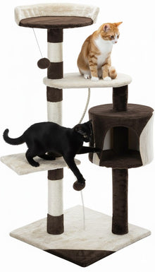 CARLA HOME 140cm Cat Tree for Indoor Cats – Plush Perch, Sisal Scratching Posts & Condo (Beige)