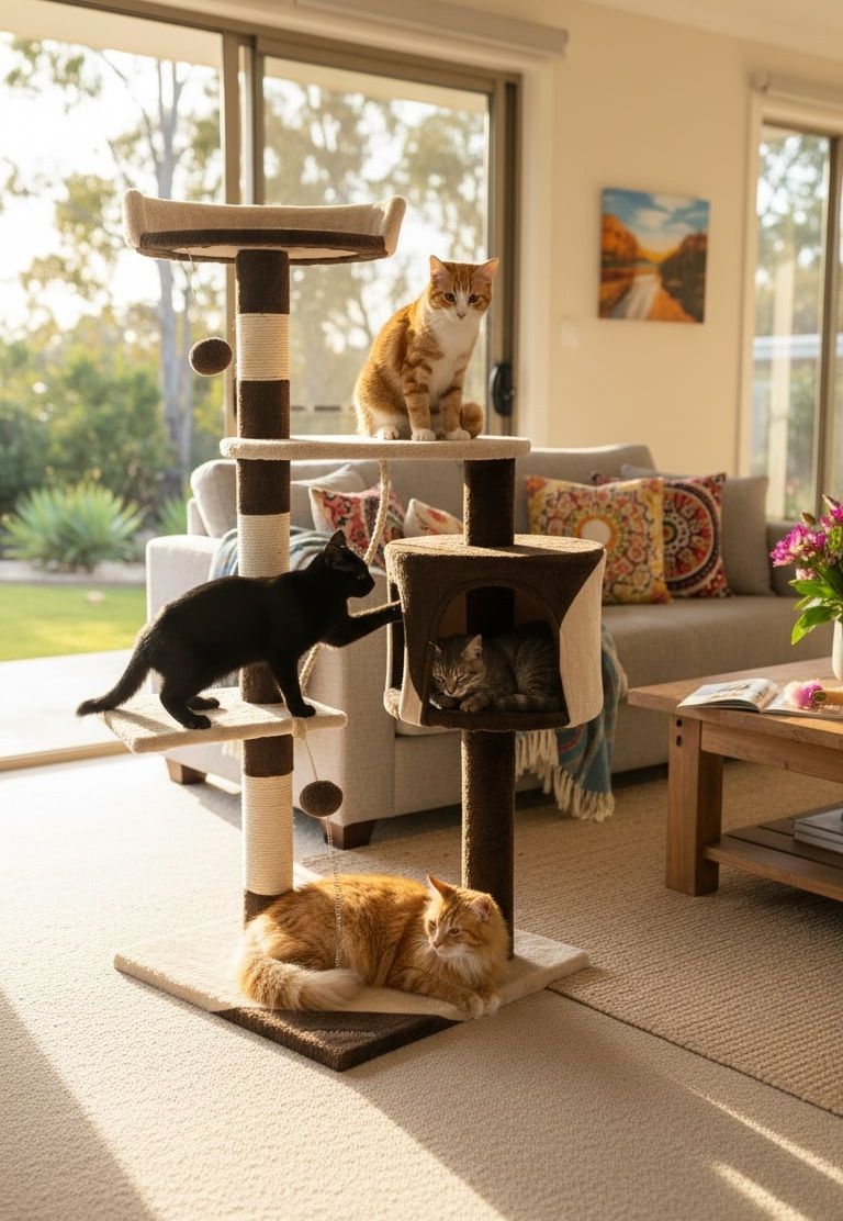 CARLA HOME 140cm Cat Tree for Indoor Cats – Plush Perch, Sisal Scratching Posts & Condo (Beige)