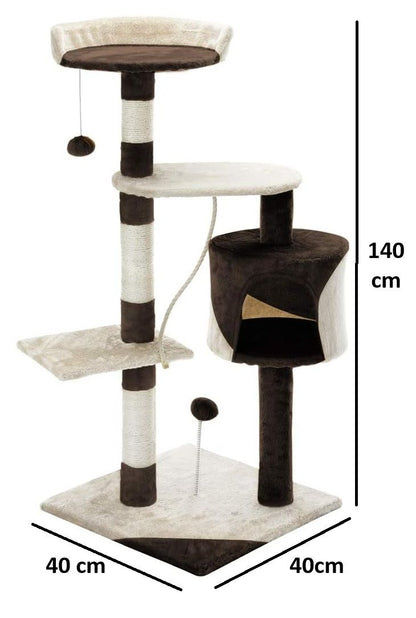 CARLA HOME 140cm Cat Tree for Indoor Cats – Plush Perch, Sisal Scratching Posts & Condo (Beige)