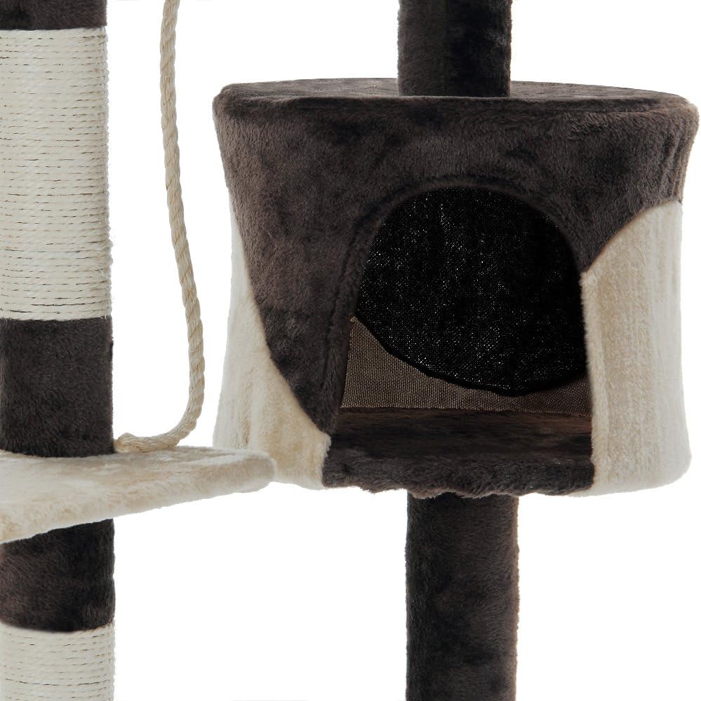 CARLA HOME 140cm Cat Tree for Indoor Cats – Plush Perch, Sisal Scratching Posts & Condo (Beige)