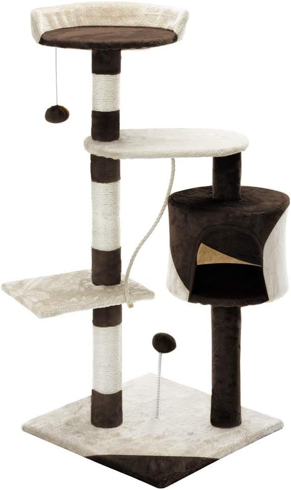 CARLA HOME 140cm Cat Tree for Indoor Cats – Plush Perch, Sisal Scratching Posts & Condo (Beige)