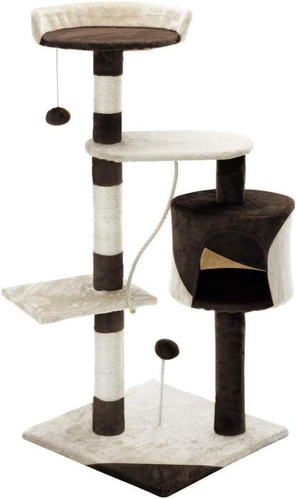 CARLA HOME 140cm Cat Tree for Indoor Cats – Plush Perch, Sisal Scratching Posts & Condo (Beige)