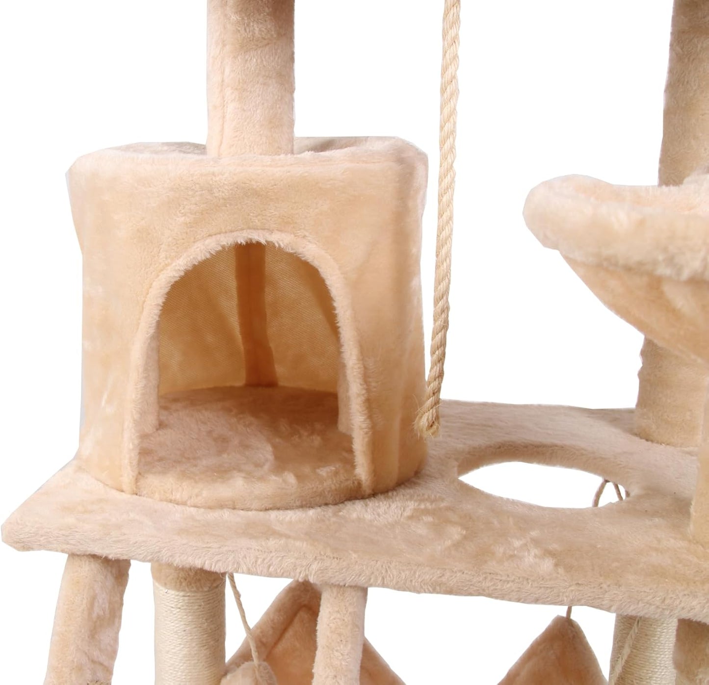 CARLA HOME 141cm Cat Tree Tower for Indoor Cats – Plush Perch, Ladder, Hammock & Condo (Beige)