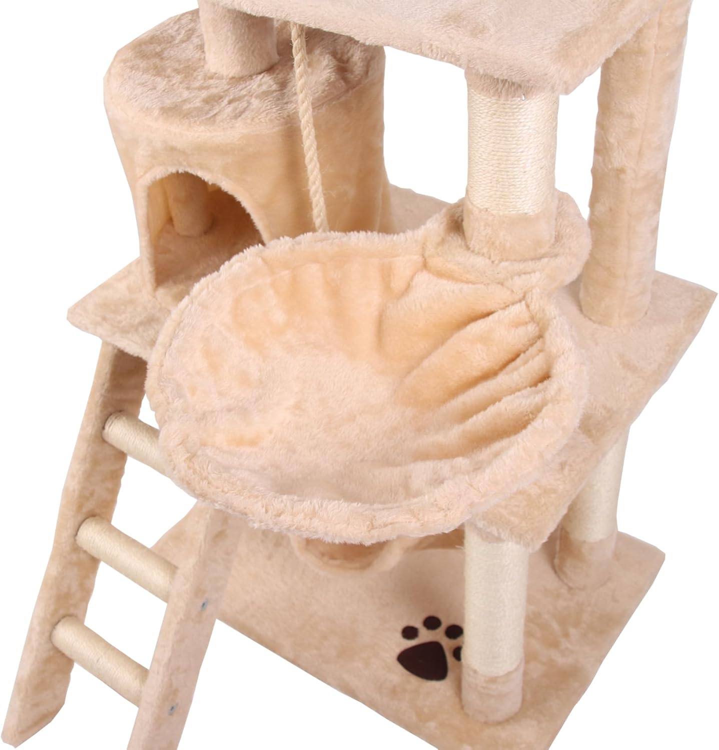 CARLA HOME 141cm Cat Tree Tower for Indoor Cats – Plush Perch, Ladder, Hammock & Condo (Beige)