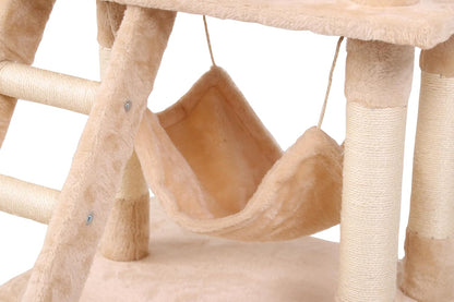 CARLA HOME 141cm Cat Tree Tower for Indoor Cats – Plush Perch, Ladder, Hammock & Condo (Beige)