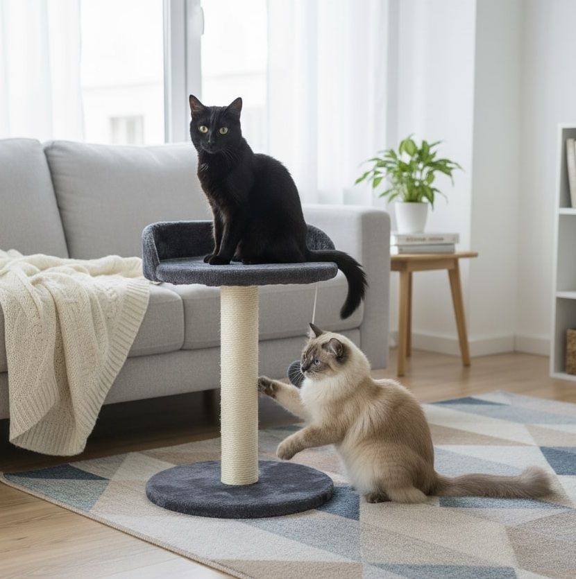 CARLA HOME Cat Tree Tower for Kittens & Small Cats – Plush Perch, Sisal Post & Hanging Ball Toy