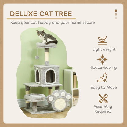 CARLA HOME Large Cat Tree Tower for Indoor Cats – Plush Perch, Condo, Sisal Posts, Hanging Ball & Paw Scratcher