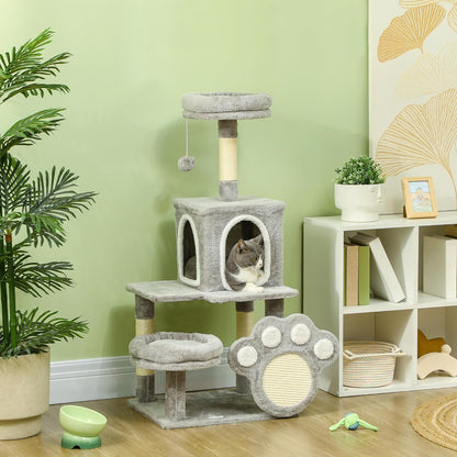 CARLA HOME Large Cat Tree Tower for Indoor Cats – Plush Perch, Condo, Sisal Posts, Hanging Ball & Paw Scratcher