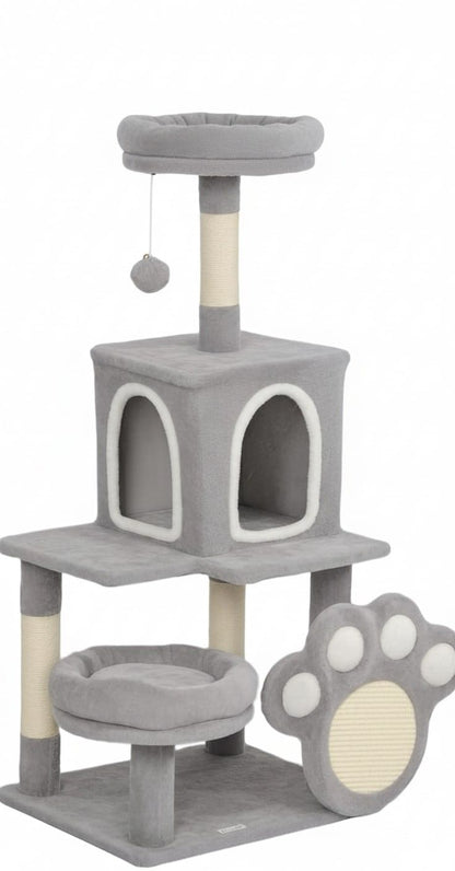 CARLA HOME Large Cat Tree Tower for Indoor Cats – Plush Perch, Condo, Sisal Posts, Hanging Ball & Paw Scratcher