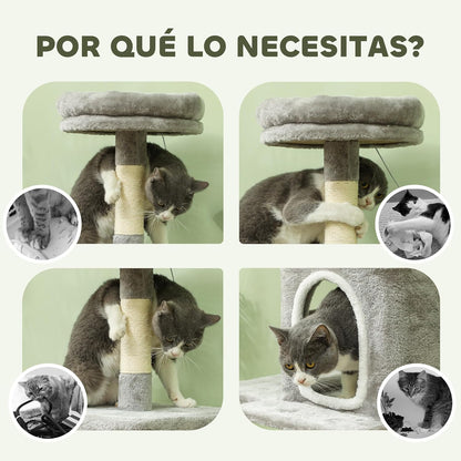 CARLA HOME Large Cat Tree Tower for Indoor Cats – Plush Perch, Condo, Sisal Posts, Hanging Ball & Paw Scratcher