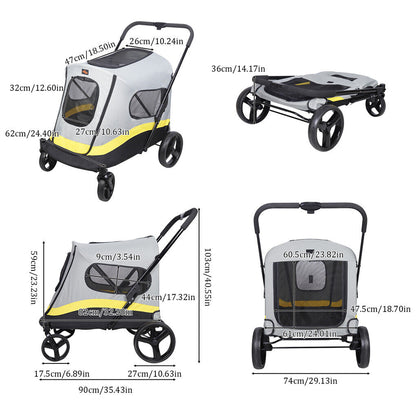 Dog Stroller w/ Rain Cover Foldable Pet Cart