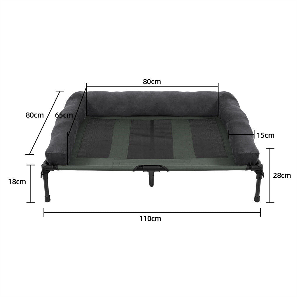 XL Foldable Elevated Dog Bed – 110x80x28cm, Indoor & Outdoor Raised Pet Cot