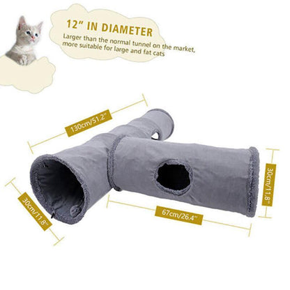 Cat Tunnel Pet Toys Play Hide Tube With Ball For Large Cat Dogs Rabbit - S- 67x30CM