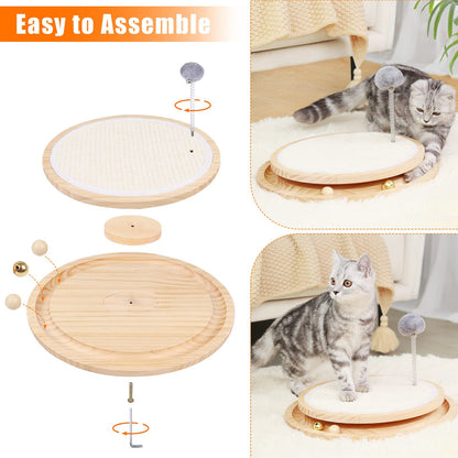 Wooden Interactive Cat Toy - Spinning Track & Wand