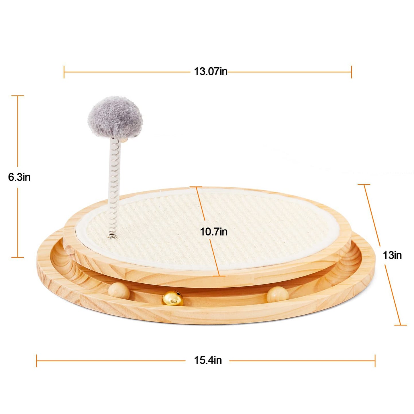 Wooden Interactive Cat Toy - Spinning Track & Wand