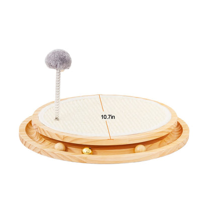 Wooden Interactive Cat Toy - Spinning Track & Wand