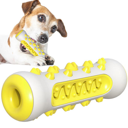 Yellow Indestructible Dog Chew Toy – Squeaky Toothbrush, TPR & Nylon
