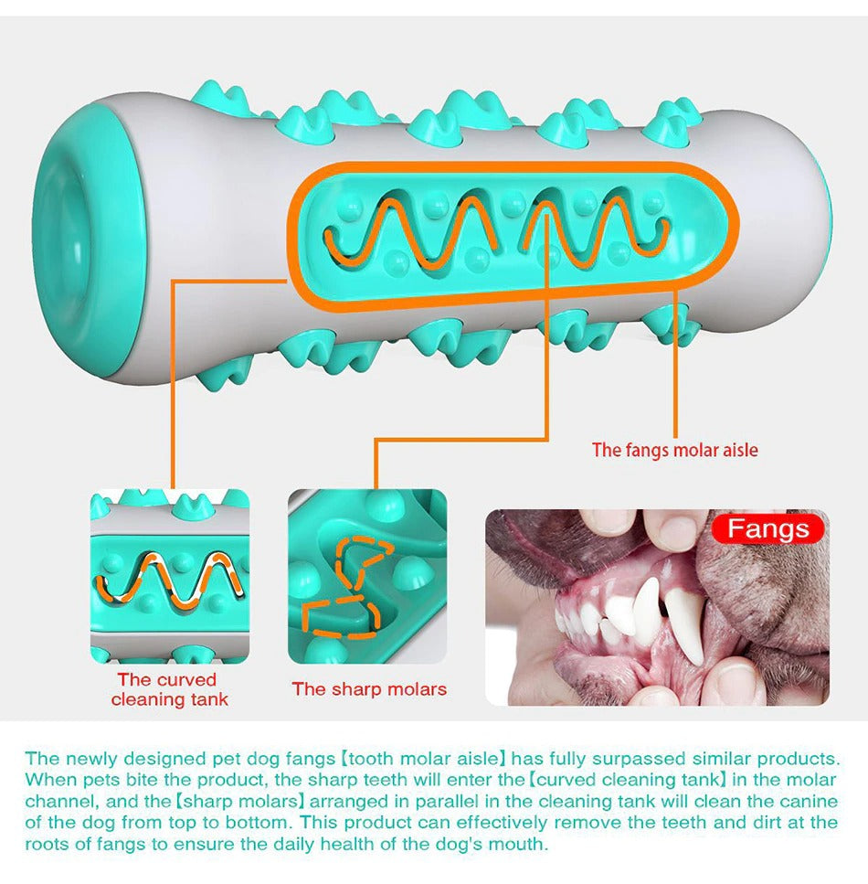 Yellow Indestructible Dog Chew Toy – Squeaky Toothbrush, TPR & Nylon