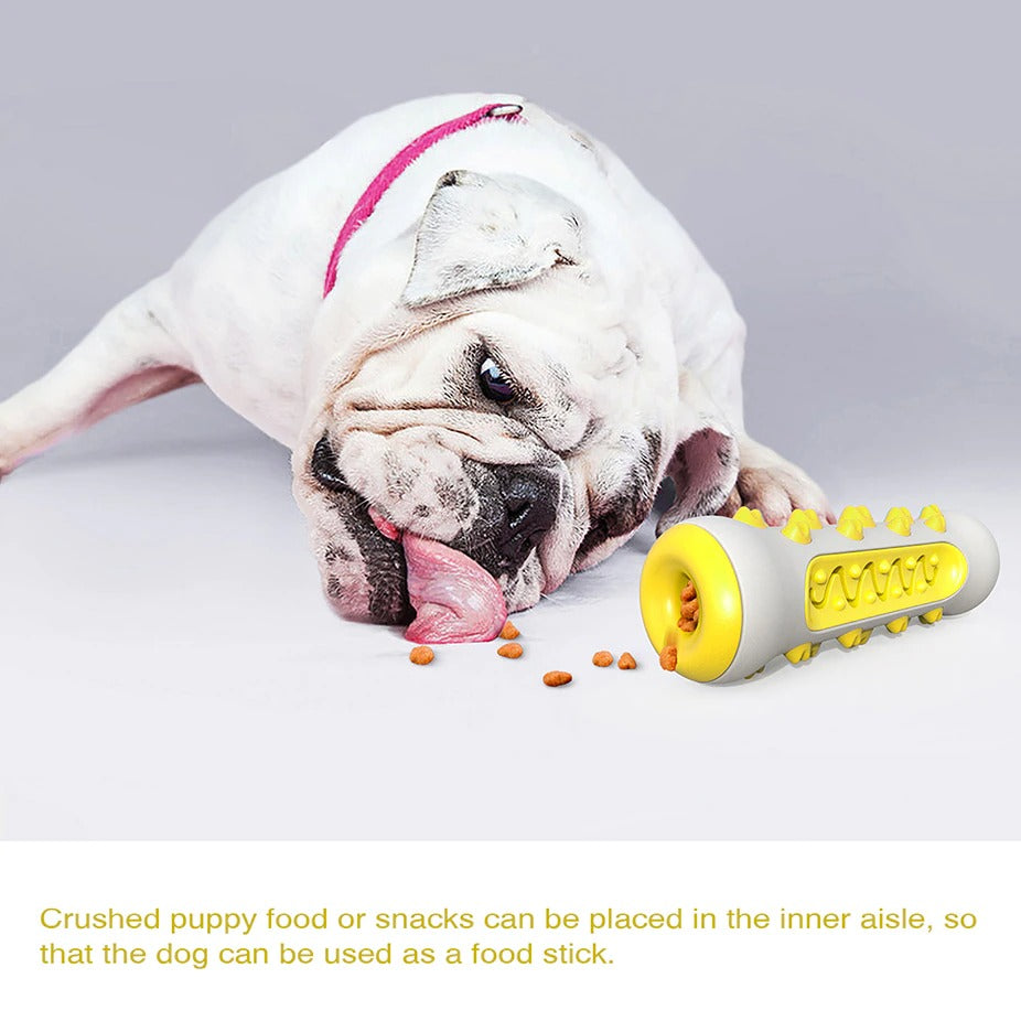 Yellow Indestructible Dog Chew Toy – Squeaky Toothbrush, TPR & Nylon