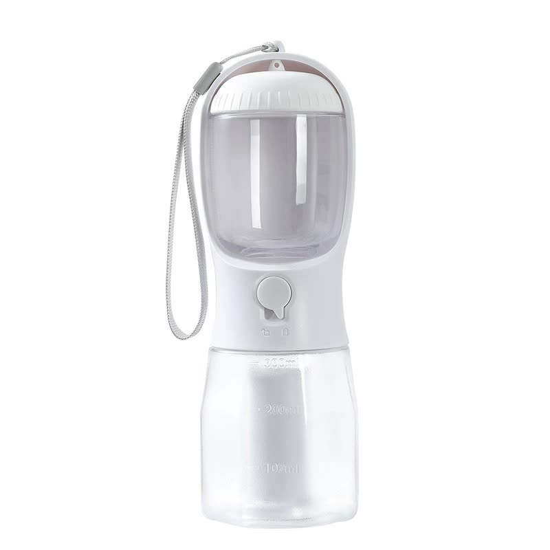 3-in-1 Portable Pet Water Bottle – White, 300mL